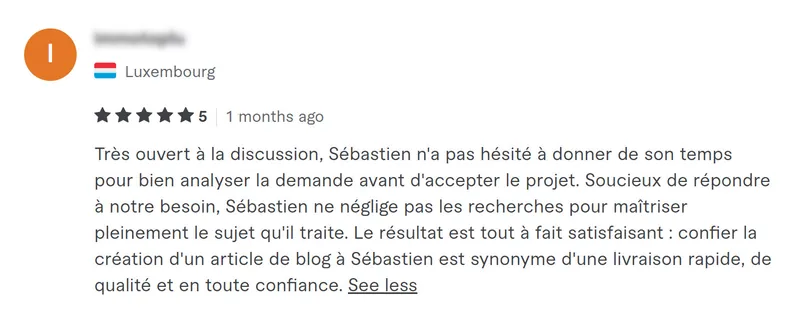 Témoignage d'un client du Luxembourg sur l'expertise et le professionnalisme du rédacteur